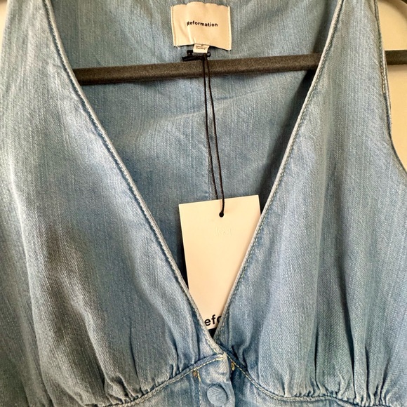 NWT Reformation Sebastian Denim Midi Dress Savannah Button Front Size 6 - Picture 11 of 14